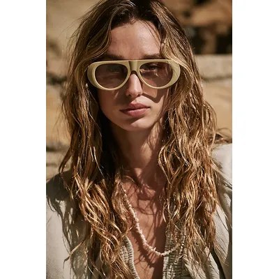 Harley Retro Aviator Oversized Sunglasses at Free People in Matcha