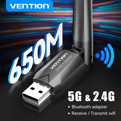 Vention WiFi Adapter AC650 WiFi5 5G&2.4G USB WiFi Card Dongle for PC Desktop Laptop Wifi Antenna USB