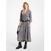 Michael Kors Leopard Print Cotton and Silk Tiered Midi Dress Grey XS