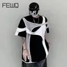 FEWQ t-shirt da uomo Design contrasto spalla decostruita manica corta 2024 contrasto colore Darkwear