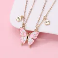 2 pezzi di vendita calda collana farfalla moda BFF amico collana Set squisita lega magnete collana gioielli regalo personalizzato