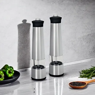 Electric Pepper Grinder Spice Mill Prmium Stainless Steel Grinder with Cover Adjustable Ceramic Core grinder With LED light