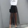 Women's Stretchy See-through Mesh Long Skirt Tulle Maxi Skirt See Through Beachwear Bikini Cover Up