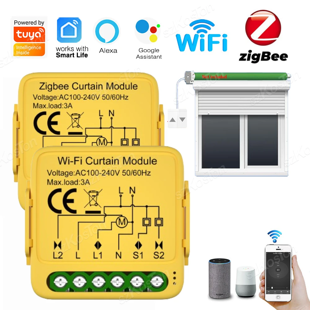 Tuya Smart WiFi/ZigBee Modulo interruttore per tende Smart Life APP Collegare tapparelle Tende Interruttore motore per Alexa Google Home