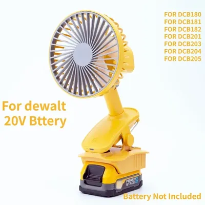 Cordless Fan Jobsite Fan for Dewalt 18V 20V Li-ion Battery Portable 3-Speed Fan for Outdoor Camping for Dewalt DCB205 DCB203