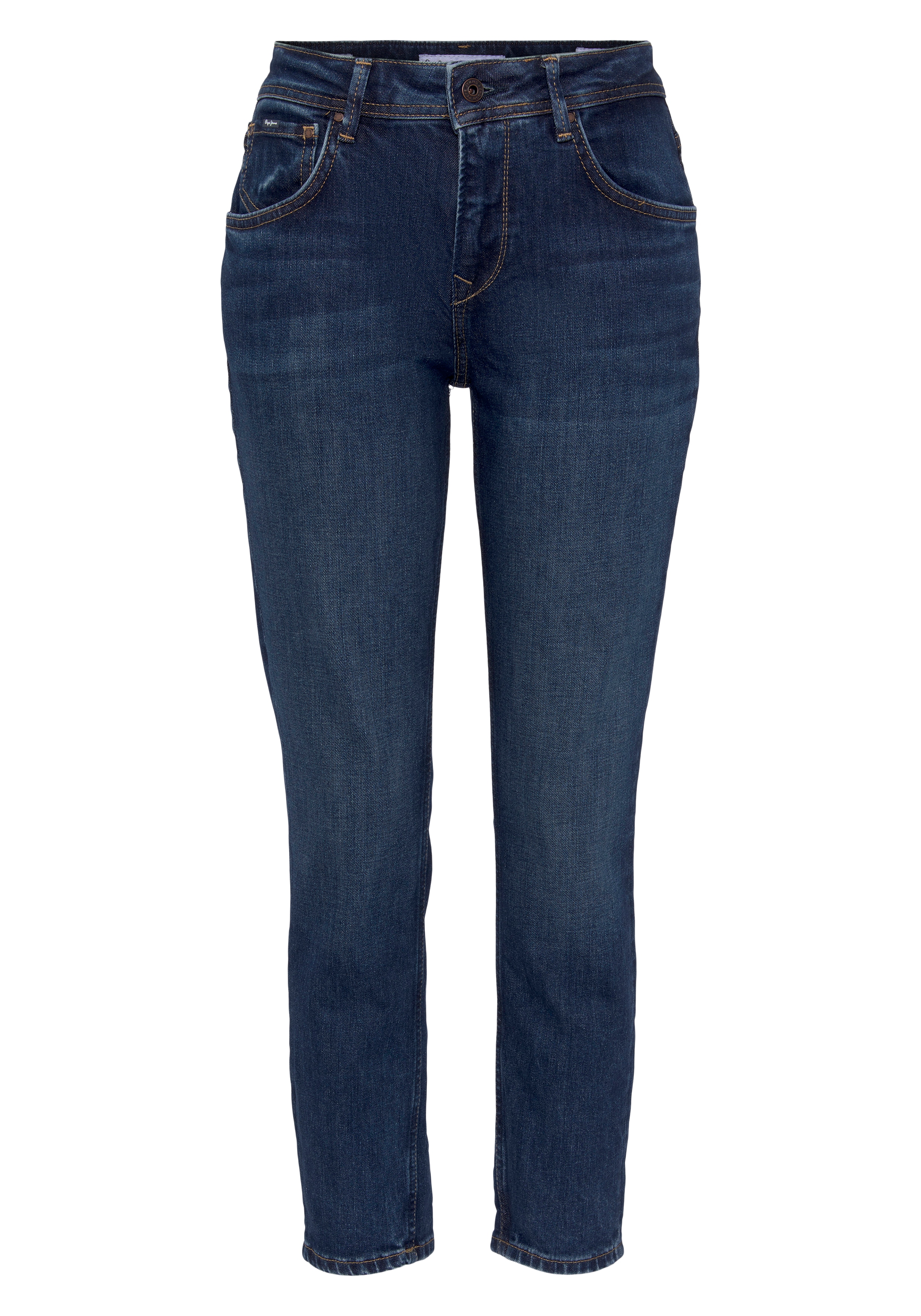 Boyfriend-Jeans PEPE JEANS "VIOLET", Damen, Gr. 32, N-Gr, blau (medium schwarz), Denim/Jeans, Obermaterial: 99% Baumwolle, 1% Elasthan, relaxed fit lang, Jeans, im lässigen Boyfriend-Style