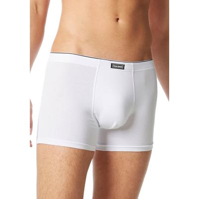 Boxershorts BRUNO BANANI "Short Infinity", Herren, Gr. S, weiß, Obermaterial: 47% Baumwolle, 47% Modal, 6% Elasthan, unifarben, körpernah, Unterhosen, mit kontrastfarbenen Logobund Image