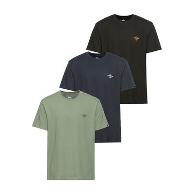 T-Shirt QUIKSILVER "DIAMONDS BEST SHORT SLEEVE TEE PACK3 YM" Gr. M, blau (sea spray, bl) Herren Shirts Sport