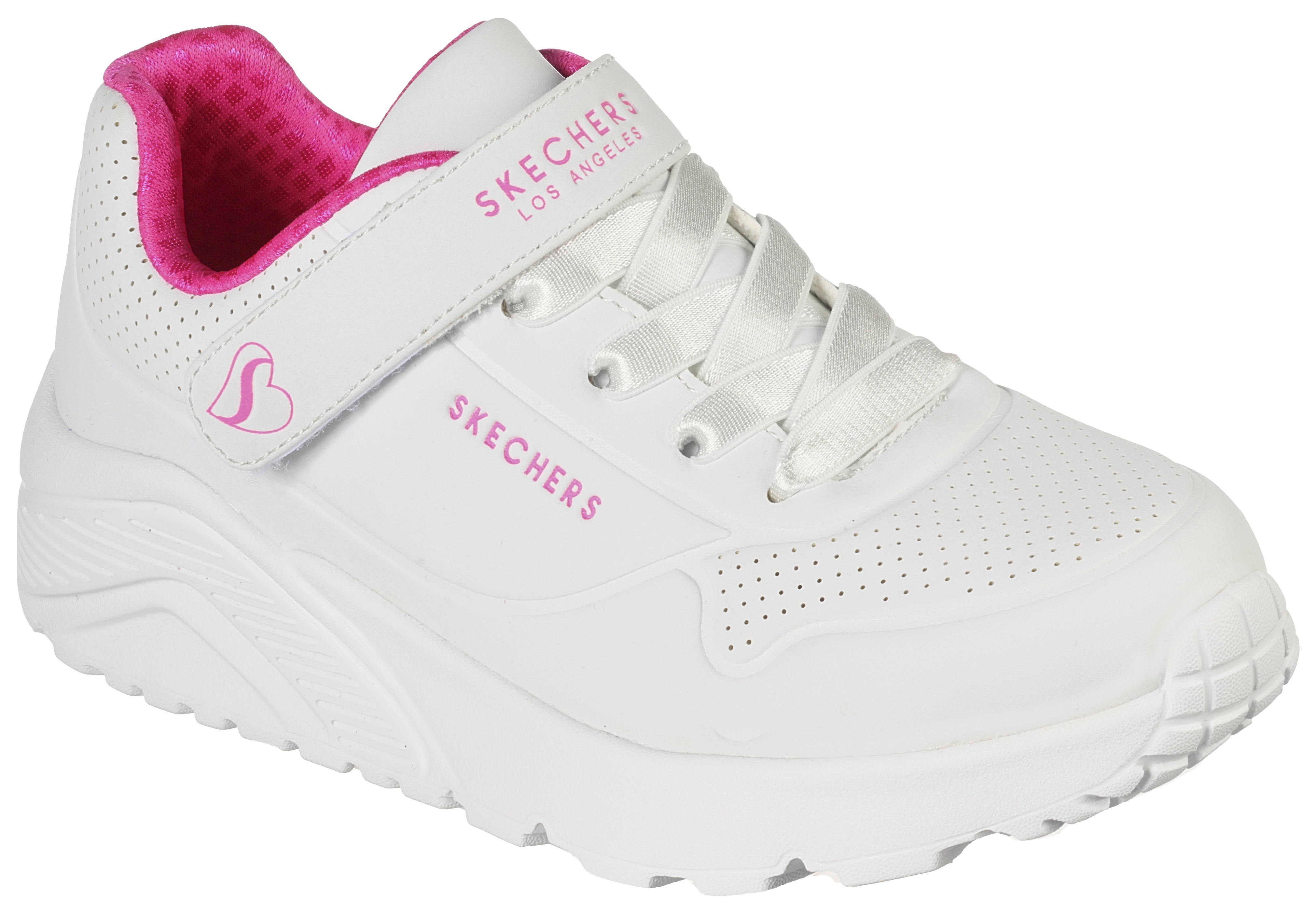Sneaker SKECHERS "UNO LITE", Kinder, Gr. 31, weiß, Lederimitat, Schuhe, Plateausneaker, Retro Sneaker, Klettschuh im Monochrome Look Image