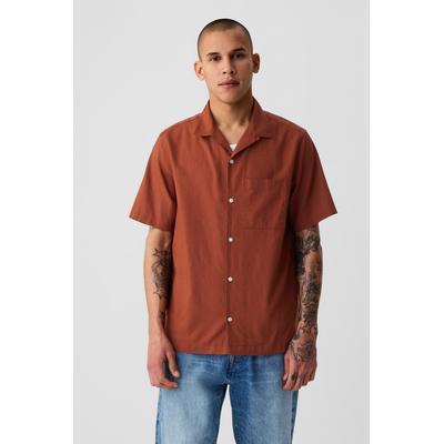 Gap Mens Red Linen-Cotton Short Sleeve Shirt - Red