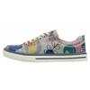 Sneaker DOGO "Classic Schnürsneaker - Abstract Leaves Damen Sneaker", Damen, Gr. 38, Normalschaft, grau, Lederimitat, Schuhe, Handgefertigt