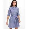 Hemdblusenkleid JDY "JDYHALL 3/4 SHIRT DRESS WVN NOOS", Damen, Gr. 36 (S), N-Gr, lila (wedgewood stripes:weiß), Web, Obermaterial: 100% Baumwolle, gestreift, modisch, loose fit, 3/4-Ärmel, Kleider, Sommerkleid