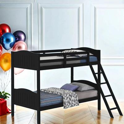 Twin/Twin Bunk Bed with Arched Headboard and Angled Ladder