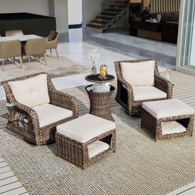 5 Pieces Outdoor Patio Furniture Set with Pet House Cool Bar