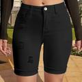 Shorts en jean Bermuda noir pour femmes de grande taille, style décontracté, taille mi-haute, longueur au genou, mode estivale, coupe confortable et extensible