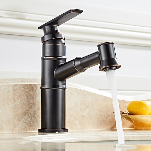 Orb Waschbecken Wasserhahn, ausziehbares Spray Antik Messing Einhand Einloch Badarmaturen Image