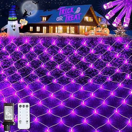 Weihnachten dekorative Netzleuchte Niederspannungs-Sicherheitsstecker 8-Funktionen-Fernbedienung Hochzeit Urlaub Halloween Innen- und Außendekoration 6 4 m 672 LED/3 2 m 192 LED/1,5 1,5 m-96 LED Image