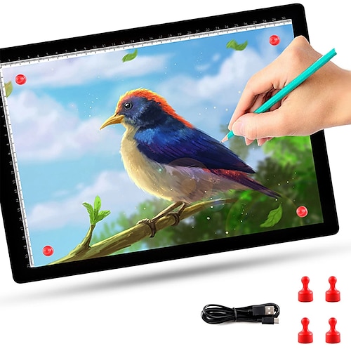 A4 8,5 Zoll LED-Zeichenbrett, Leuchtkasten, Tracer, mehrfarbige Version, Grafik-Zeichenblock, Malspielzeug für Kinder Image