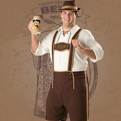 Oktoberfestbier Kostüm Bluse / Hemd Lederhosen Oktoberfest-Paar Deutsch München Wiesn Herren Stoff im traditionellen Stil Oberteil Shorts Image