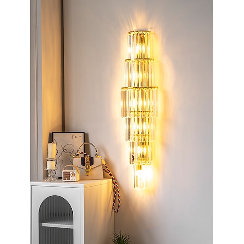 Moderne Kristall-Wandleuchten für den Innenbereich, 100 cm große Wandleuchte für Wohnzimmer, Schlafzimmer, Essbereich, Lobby, Hotel, Café Wohnkultur Image