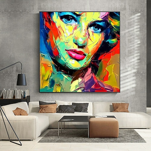 Handgemacht Hang-Ölgemälde Handgemalte Quadratisch Abstrakt Menschen Modern Ohne Innenrahmen (ohne Rahmen) Image