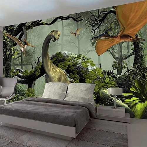 3D-Tier-Wandbild, Tapete, Dinosaurier, Wandaufkleber, Druck, abziehen und aufkleben, entfernbares PVC / Vinyl-Material, selbstklebend, selbstklebend, erforderlich, Wanddekoration, Wandbild für Image