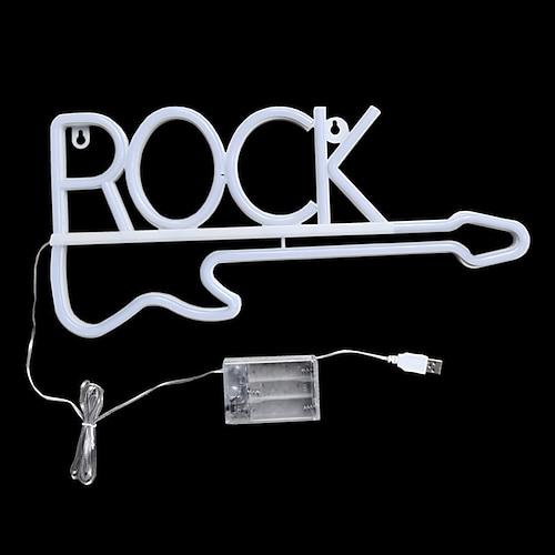 Rockmusik-Neonschilder, Gitarren-Neonschilder, Wanddekoration, USB-LED-Kunstschilder für Schlafzimmer, Musik, Party, Rock, Studio, Bar, Disco, Party, Neon