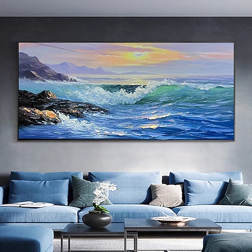 Handgemacht Hang-Ölgemälde Handgemalte Horizontal Abstrakt Landschaft Moderne Ohne Innenrahmen (ohne Rahmen) Image