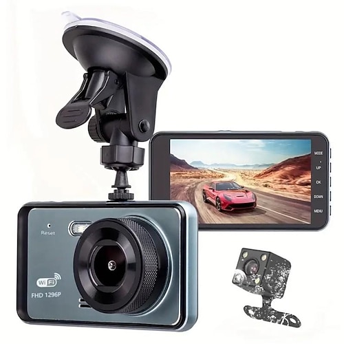 4-Zoll-Dashcam 1080p Auto-DVR-Kamera Touchscreen Dual-Lens-Videorecorder Zyklusaufzeichnung Video-WLAN-Fahrrekorder Image
