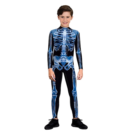 Zentai-Anzüge Cosplay Kostüm Catsuit Totenkopf Karnevalskostüm Ganzkörperanzug Damen Cosplay Gruseliges Kostüm Anatomie Kostüm für Karneval Maskerade Erwachsene Image