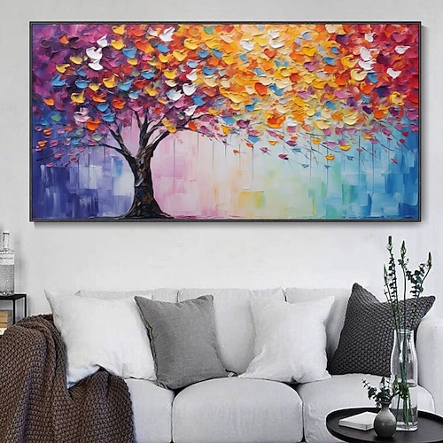 handgemachte ölgemälde leinwand wandkunst dekoration abstrakte pflanzenmalerei goldener baum für wohnkultur gerollte rahmenlose ungedehnte malerei Image