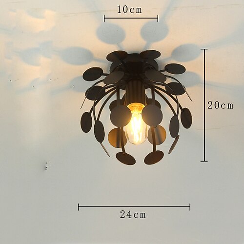 In der Nähe von Deckenleuchten, Kunstdeckenleuchte aus schwarzem Eisen, energiesparende Deckenleuchte mit E27-Sockel, Unterputzmontage einer Deckenleuchte für Veranda, Garderobe, Flur, Lagerhaus Image