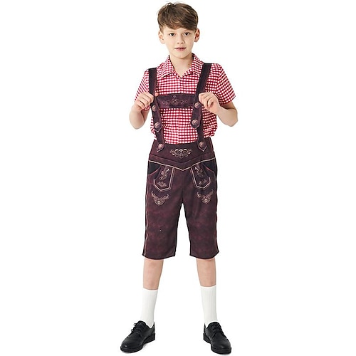 Oktoberfest Strümpfe / Strumpfhosen Kariertes Hemd Oktoberfest / Bier Deutsch München Wiesn Jungen Stoff im traditionellen Stil Hemd Socken Shorts Image