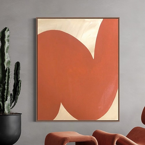 Handgefertigtes Ölgemälde auf Leinwand, Wandkunst, Dekoration, moderner Wabi-Sabi-Stil, minimalistisch, für Wohnzimmer, Heimdekoration, gerolltes, rahmenloses, ungedehntes Gemälde Image