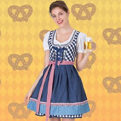 Oktoberfestbier Kostüm Bluse / Hemd Dirndl Dienstmädchen Oktoberfest-Paar Deutsch München Wiesn Damen Stoff im traditionellen Stil Oberteil Kleid Schürze Image