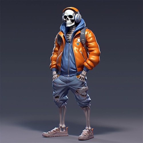 Halloween-Totenkopf-Figur aus Kunstharz – gruselige Skelett-Dekoration – Heimdekoration für den Schreibtisch, Gartendeko und Kunsthandwerk – Halloween-Skelett-Figur aus Kunstharz für Haus und Garten