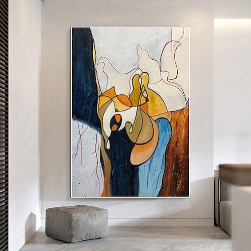 Handgefertigtes Ölgemälde auf Leinwand, Wandkunst, Dekoration, modern, abstrakt, für Wohnkultur, gerollt, rahmenlos, ungedehnt Image