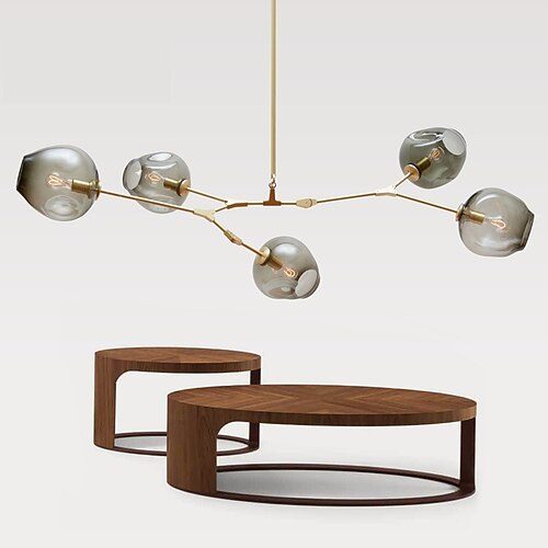 Multi Heads Magic Bean Kronleuchter warmes weißes Licht kreative Kunst moderne Wohnzimmerlampe heteromorph nordisch einfache Molekularglaskugel Esszimmer ac110v ac220v Image