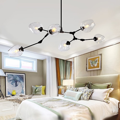 Multi Heads Magic Bean Kronleuchter warmes weißes Licht kreative Kunst moderne Wohnzimmerlampe heteromorph nordisch einfache Molekularglaskugel Esszimmer ac110v ac220v Image