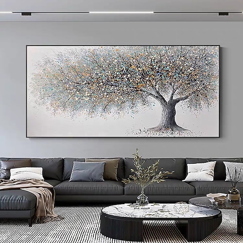 Handgemacht Hang-Ölgemälde Handgemalte Horizontal Abstrakt Blumenmuster / Botanisch Modern Ohne Innenrahmen (ohne Rahmen) Image