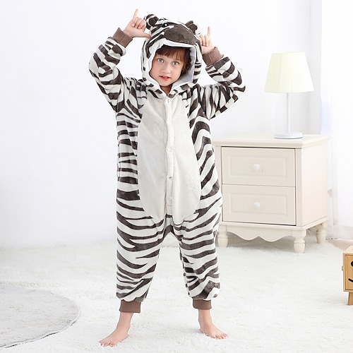 Tier Mehre Kostüme Pferd Karneval Kigurumi-Pyjamas Ausgefallene Kostüme Nachtwäsche Warm Schlafanzug Lustiges Kostüm Kinder Unisex Jungen und Mädchen Halloween Karneval Party Leistung Hausbekleidung Image