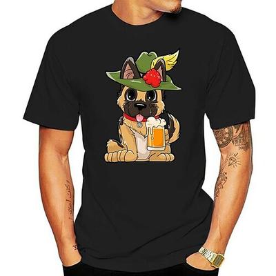 Oktoberfest Bier Handwerk Deutscher Schäferhund Cosplay Kostüm T-Shirt-Ärmel Anime Klassisch Streetstyle Für Paar Herren Damen Erwachsene Oktoberfestbier Heißprägen Image