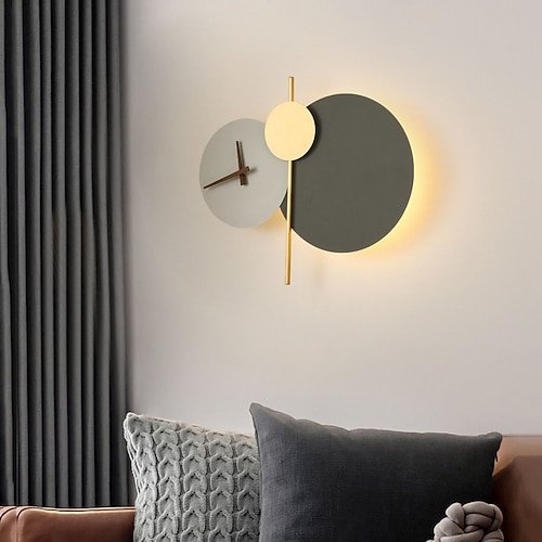 Innenwandleuchte, kreatives Design, moderne 9-W-LED-Uhr-Wandleuchten, 3-Farben-Wanduhr-Lampe für Wohnzimmer, Schlafzimmer, Büro Image