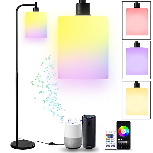 LED-Stehlampe mit hängendem Milchglas-Lampenschirm und einzigartiger intelligenter oder zweifarbiger LED-Lampe, geeignet für Hochmastlampen im Schlafzimmer, Wohnzimmer und Büro. AC220V AC110V Image