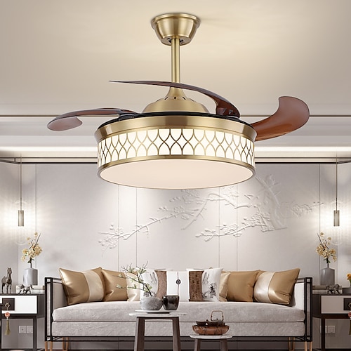 Deckenventilator mit Lichtkreis-Design-Appamp; Kristall-Fernbedienung, 50 cm, dimmbar, 6 Windgeschwindigkeiten, moderner Deckenventilator für Schlafzimmer, Wohnzimmer, kleines Zimmer, 110–240 V Image