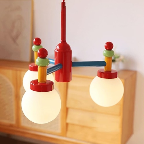 Glas-Kronleuchter, 3/5 Köpfe, Farbe, Kinderzimmer, G9-Lichtquelle, dekorative Innenbeleuchtung, Pendelleuchten, Kindergarten-Pendelleuchte, Klassenzimmer, 110–240 V Image