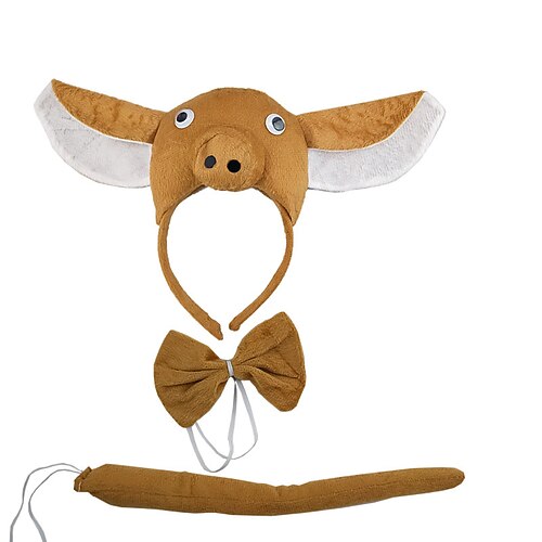 Schweineohren Kostüm Stirnband mit Fliege und Schwanz Schweine Kostüm Zubehör April Fool's Day Kinderparty Dekoration Party Cosplay Weihnachtsgeschenk Image