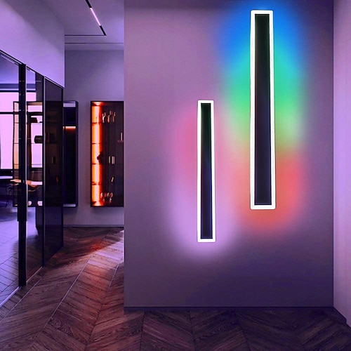 rgb bunt dimmende wandleuchte led ws2811 ic wandleuchte mit rf-fernbedienung 15 watt acryl aluminium wandleuchte für wohnzimmer schlafzimmer flur hintergrund dekor Image