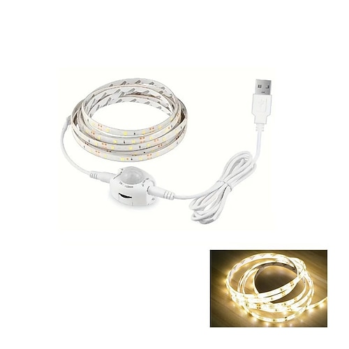 USB-LED-Lichtstreifen mit kabellosem PIR-Bewegungssensor, 5 m, 300 LEDs, 5 V, hohe Helligkeit, COB-LED-Band, Küchenschrank, intelligente Nachtsensorlampe Image