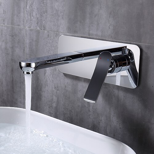 Waschbecken Wasserhahn - Wand / Verbreitete Galvanisierung Wandmontage Einzigen Handgriff Zwei LöcherBath Taps Image